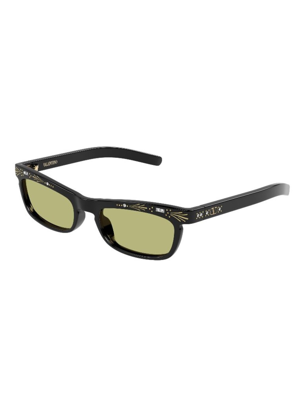 New Valentino Unisex Sunglasses Black Green Lens Acetate Frame VG0044S 002 52